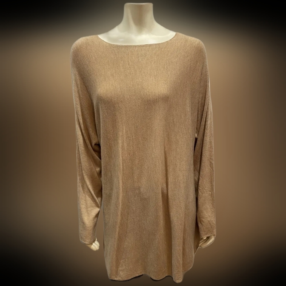 Women's I.N.C. International Tunic Size 2x Sweater Top Light Brown Lightweight